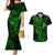 Hawaii Couples Matching Mermaid Dress and Hawaiian Shirt Fish Hook Tattoo Mix Polynesian Plumeria Green Version LT14 Green - Polynesian Pride