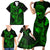 Hawaii Family Matching Short Sleeve Bodycon Dress and Hawaiian Shirt Fish Hook Tattoo Mix Polynesian Plumeria Green Version LT14 - Polynesian Pride