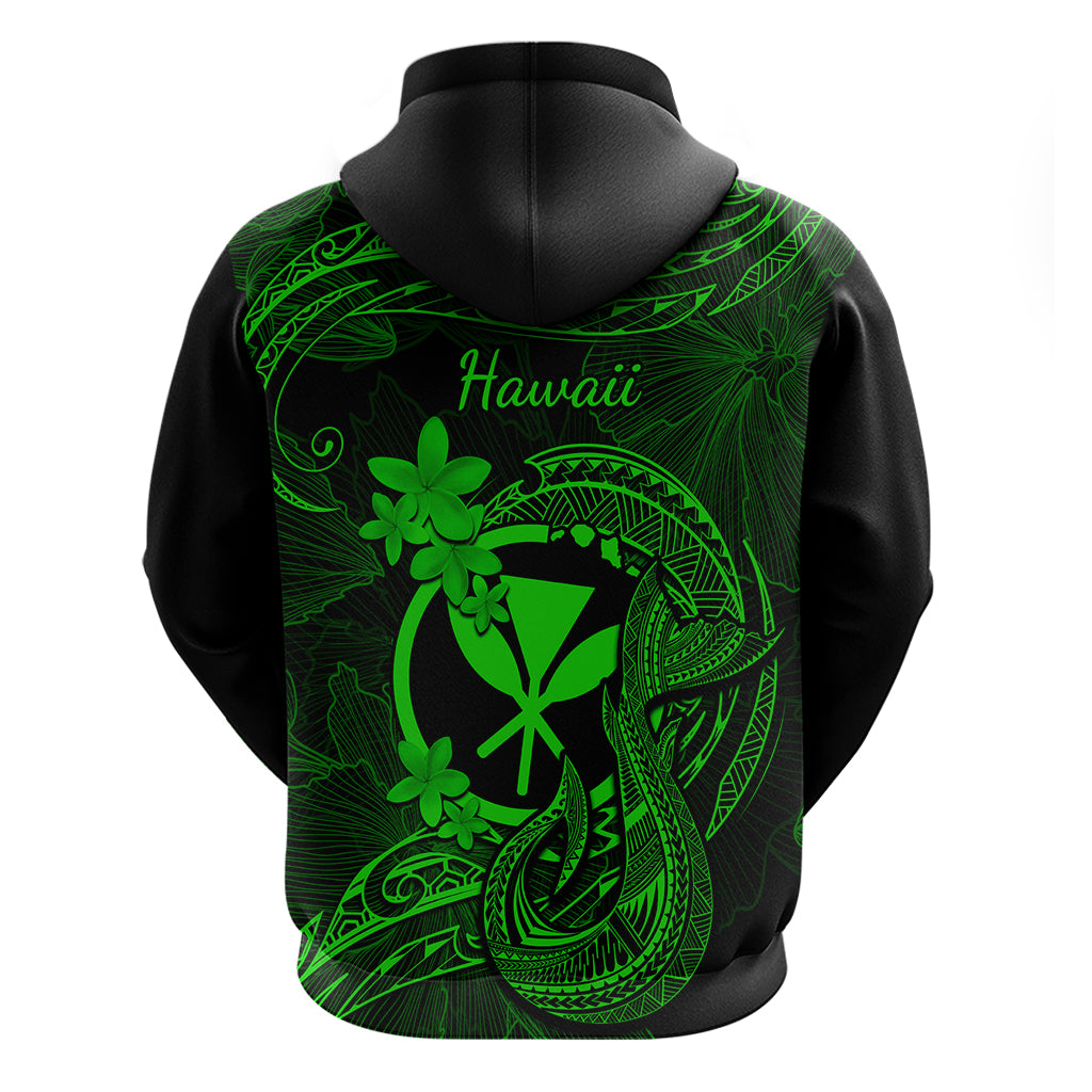 Hawaii Hoodie Fish Hook Tattoo Mix Polynesian Plumeria Green Version LT14 - Polynesian Pride
