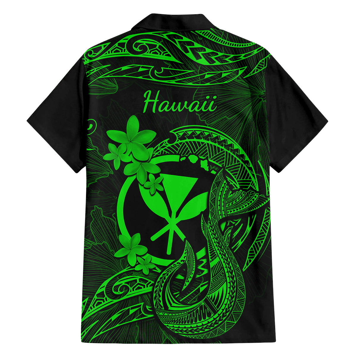 Hawaii Kid Hawaiian Shirt Fish Hook Tattoo Mix Polynesian Plumeria Green Version LT14 - Polynesian Pride