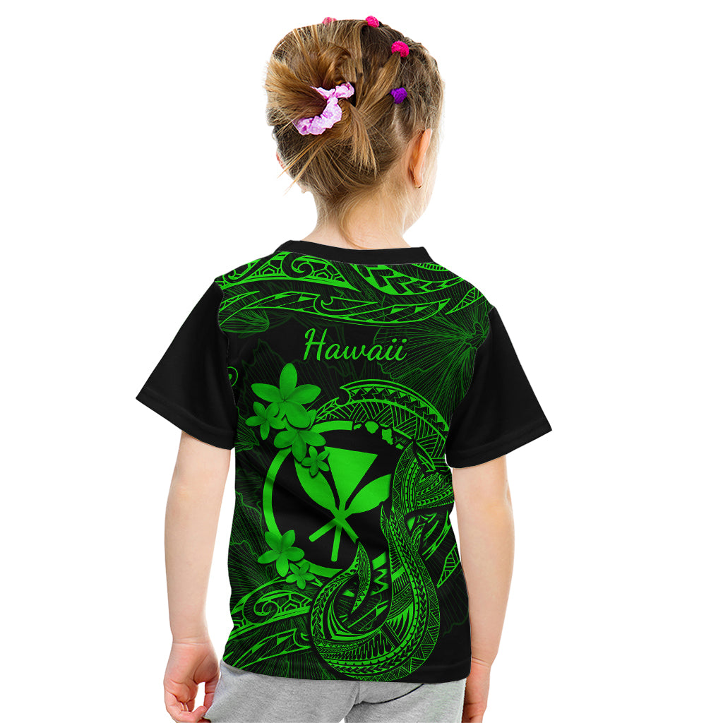 Hawaii Kid T Shirt Fish Hook Tattoo Mix Polynesian Plumeria Green Version LT14 - Polynesian Pride