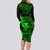 Hawaii Long Sleeve Bodycon Dress Fish Hook Tattoo Mix Polynesian Plumeria Green Version LT14 - Polynesian Pride