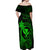 Hawaii Off Shoulder Maxi Dress Fish Hook Tattoo Mix Polynesian Plumeria Green Version LT14 - Polynesian Pride