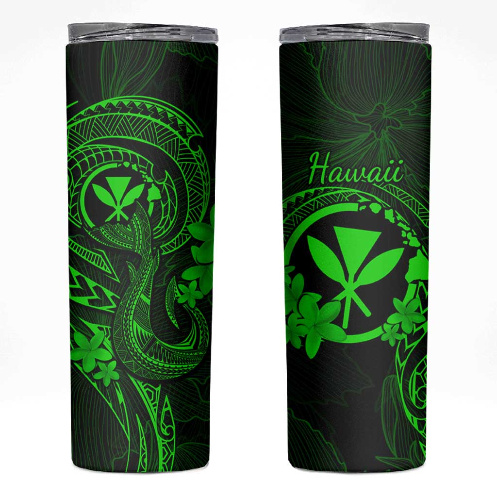 Hawaii Skinny Tumbler Fish Hook Tattoo Mix Polynesian Plumeria Green Version