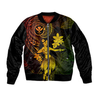 Hawaii Bomber Jacket Hula Girl Mix Polynesian Plumeria Reggae Version LT14 Unisex Reggae - Polynesian Pride