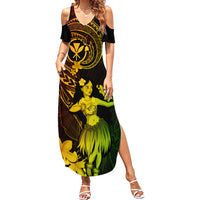 Hawaii Family Matching Summer Maxi Dress and Hawaiian Shirt Hula Girl Mix Polynesian Plumeria Reggae Version LT14 Daughter's Dress Reggae - Polynesian Pride