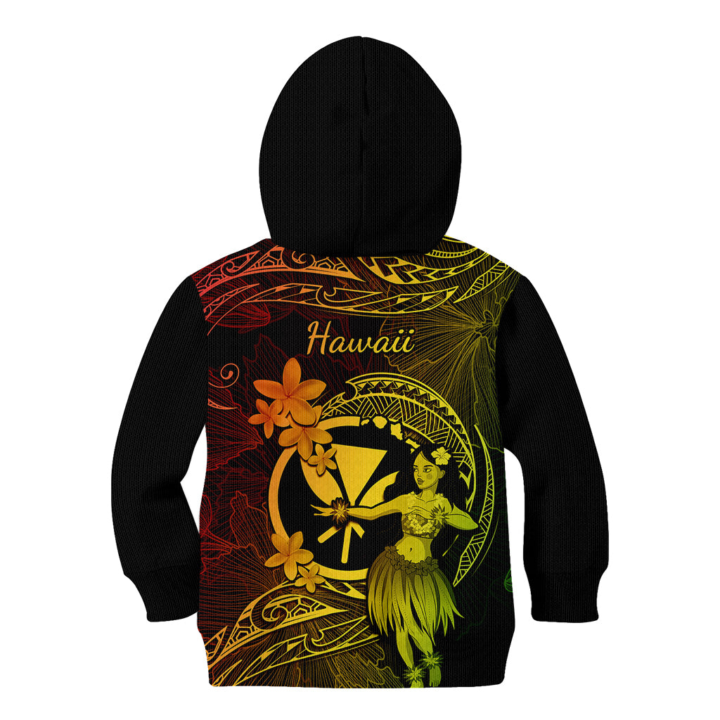 Hawaii Kid Hoodie Hula Girl Mix Polynesian Plumeria Reggae Version LT14 - Polynesian Pride