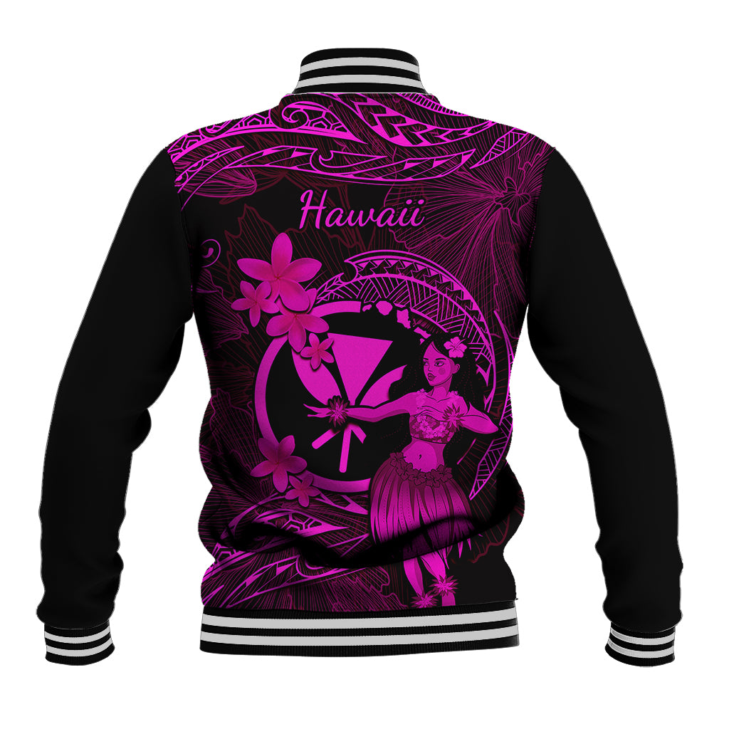 Hawaii Baseball Jacket Hula Girl Mix Polynesian Plumeria Pink Version LT14 - Polynesian Pride