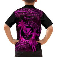 Hawaii Kid Hawaiian Shirt Hula Girl Mix Polynesian Plumeria Pink Version LT14 - Polynesian Pride