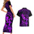 Hawaii Couples Matching Short Sleeve Bodycon Dress and Hawaiian Shirt Hula Girl Mix Polynesian Plumeria Purple Version LT14 - Polynesian Pride