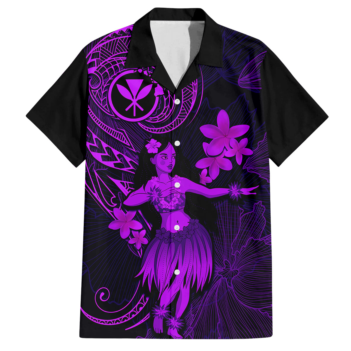 Hawaii Kid Hawaiian Shirt Hula Girl Mix Polynesian Plumeria Purple Version LT14 Kid Purple - Polynesian Pride