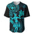 Hawaii Baseball Jersey Hula Girl Mix Polynesian Plumeria Turquoise Version LT14 Turquoise - Polynesian Pride