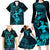 Hawaii Family Matching Long Sleeve Bodycon Dress and Hawaiian Shirt Hula Girl Mix Polynesian Plumeria Turquoise Version LT14 - Polynesian Pride