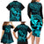 Hawaii Family Matching Long Sleeve Bodycon Dress and Hawaiian Shirt Hula Girl Mix Polynesian Plumeria Turquoise Version LT14 - Polynesian Pride