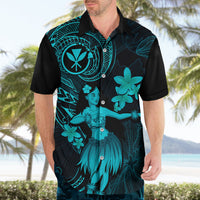 Hawaii Hawaiian Shirt Hula Girl Mix Polynesian Plumeria Turquoise Version LT14 - Polynesian Pride