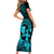 Hawaii Short Sleeve Bodycon Dress Hula Girl Mix Polynesian Plumeria Turquoise Version LT14 - Polynesian Pride