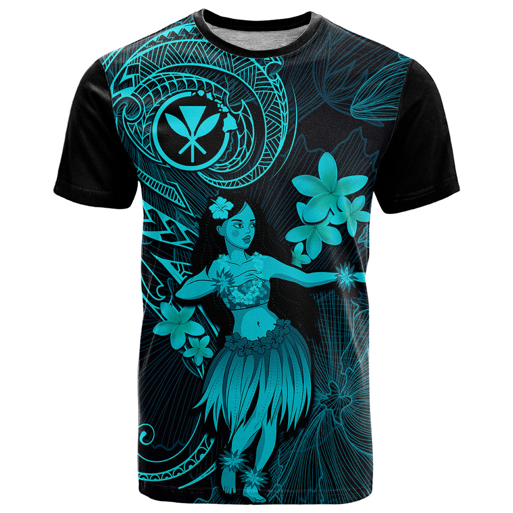 Hawaii T Shirt Hula Girl Mix Polynesian Plumeria Turquoise Version LT14 Turquoise - Polynesian Pride