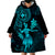 Hawaii Wearable Blanket Hoodie Hula Girl Mix Polynesian Plumeria Turquoise Version LT14 - Polynesian Pride