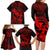 Hawaii Family Matching Long Sleeve Bodycon Dress and Hawaiian Shirt Hula Girl Mix Polynesian Plumeria Red Version LT14 - Polynesian Pride