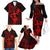 Hawaii Family Matching Off Shoulder Long Sleeve Dress and Hawaiian Shirt Hula Girl Mix Polynesian Plumeria Red Version LT14 - Polynesian Pride