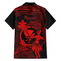 Hawaii Family Matching Off Shoulder Long Sleeve Dress and Hawaiian Shirt Hula Girl Mix Polynesian Plumeria Red Version LT14 - Polynesian Pride