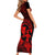 Hawaii Short Sleeve Bodycon Dress Hula Girl Mix Polynesian Plumeria Red Version LT14 - Polynesian Pride