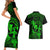 Hawaii Couples Matching Short Sleeve Bodycon Dress and Hawaiian Shirt Hula Girl Mix Polynesian Plumeria Green Version LT14 - Polynesian Pride