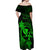 Hawaii Off Shoulder Maxi Dress Hula Girl Mix Polynesian Plumeria Green Version LT14 - Polynesian Pride