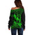 Hawaii Off Shoulder Sweater Hula Girl Mix Polynesian Plumeria Green Version LT14 - Polynesian Pride