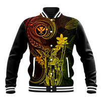 Hawaii Baseball Jacket King Kamehameha Mix Polynesian Plumeria Reggae Version LT14 Unisex Reggae - Polynesian Pride