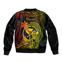 Hawaii Bomber Jacket King Kamehameha Mix Polynesian Plumeria Reggae Version LT14 - Polynesian Pride