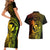 Hawaii Couples Matching Short Sleeve Bodycon Dress and Hawaiian Shirt King Kamehameha Mix Polynesian Plumeria Reggae Version LT14 - Polynesian Pride