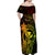 Hawaii Off Shoulder Maxi Dress King Kamehameha Mix Polynesian Plumeria Reggae Version LT14 - Polynesian Pride