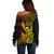 Hawaii Off Shoulder Sweater King Kamehameha Mix Polynesian Plumeria Reggae Version LT14 - Polynesian Pride