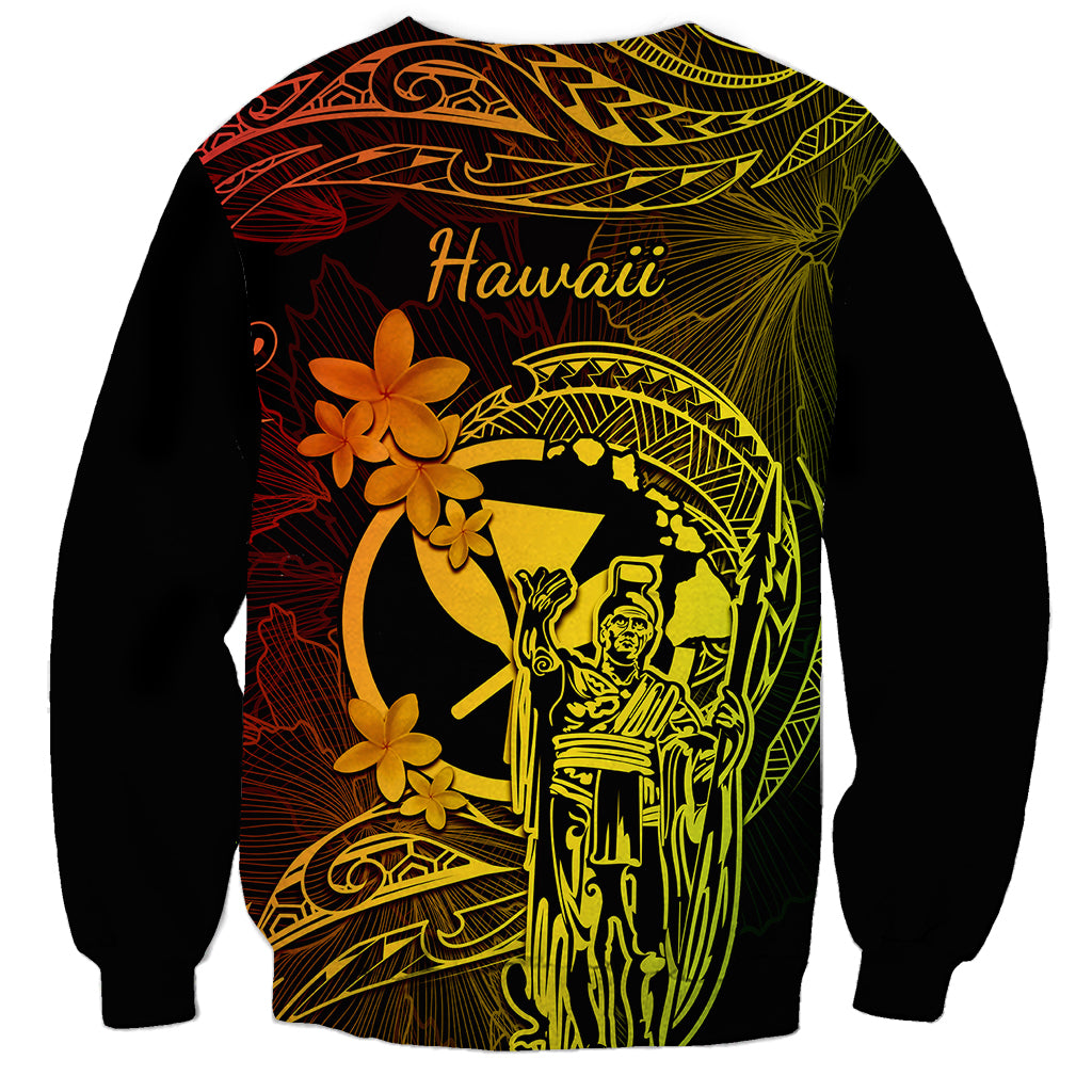 Hawaii Sweatshirt King Kamehameha Mix Polynesian Plumeria Reggae Version LT14 - Polynesian Pride