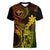 Hawaii Women V Neck T Shirt King Kamehameha Mix Polynesian Plumeria Reggae Version LT14 Female Reggae - Polynesian Pride
