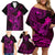 Hawaii Family Matching Off Shoulder Short Dress and Hawaiian Shirt King Kamehameha Mix Polynesian Plumeria Pink Version LT14 - Polynesian Pride