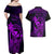 Hawaii Couples Matching Off Shoulder Maxi Dress and Hawaiian Shirt King Kamehameha Mix Polynesian Plumeria Purple Version LT14 - Polynesian Pride