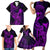 Hawaii Family Matching Short Sleeve Bodycon Dress and Hawaiian Shirt King Kamehameha Mix Polynesian Plumeria Purple Version LT14 - Polynesian Pride