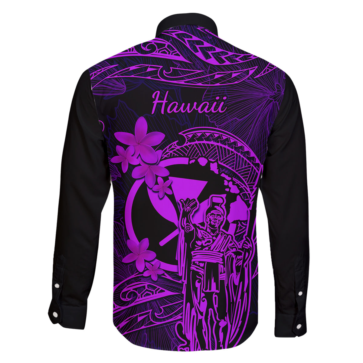 Hawaii Family Matching Short Sleeve Bodycon Dress and Hawaiian Shirt King Kamehameha Mix Polynesian Plumeria Purple Version LT14 - Polynesian Pride