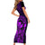 Hawaii Short Sleeve Bodycon Dress King Kamehameha Mix Polynesian Plumeria Purple Version LT14 - Polynesian Pride