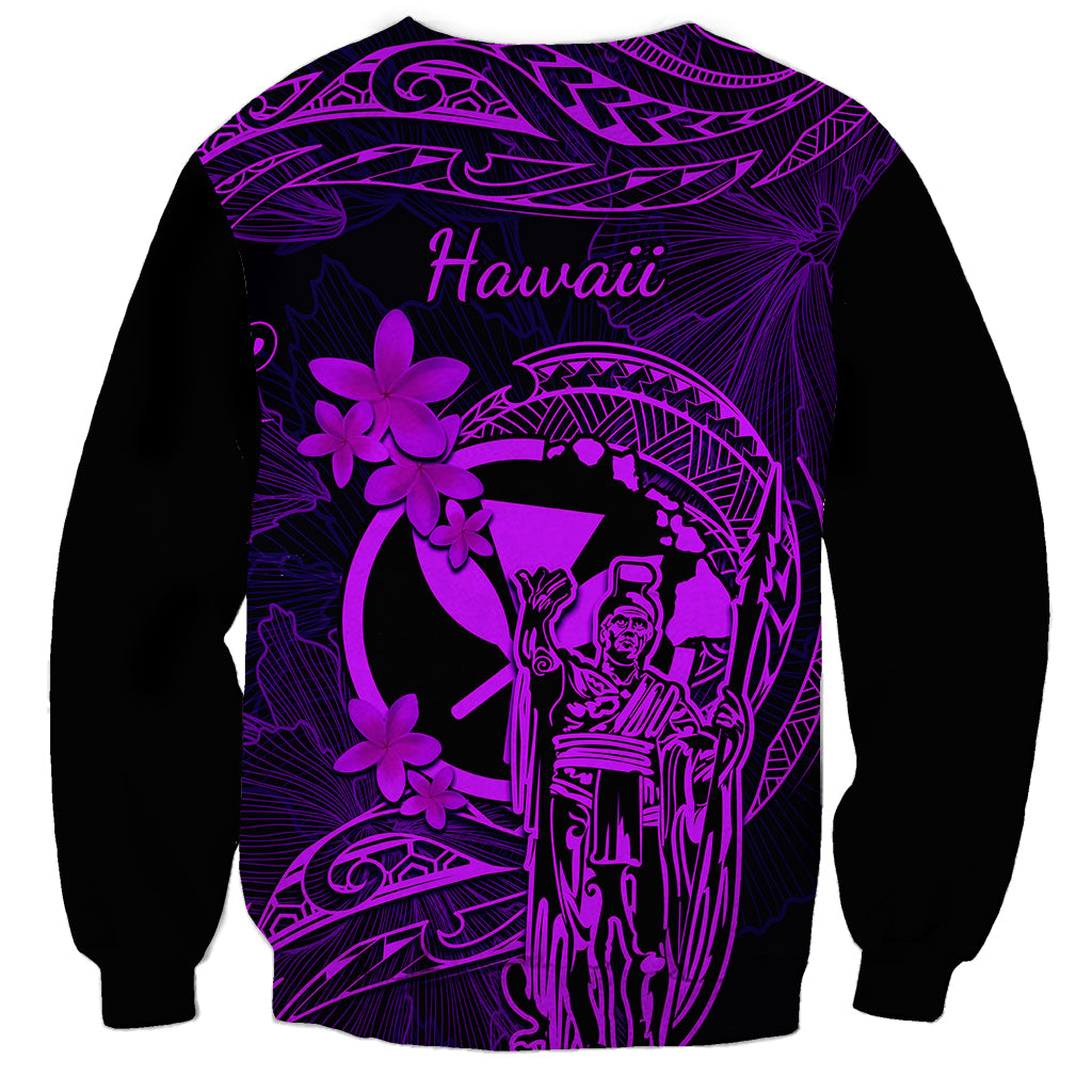 Hawaii Sweatshirt King Kamehameha Mix Polynesian Plumeria Purple Version LT14 - Polynesian Pride
