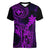 Hawaii Women V Neck T Shirt King Kamehameha Mix Polynesian Plumeria Purple Version LT14 Female Purple - Polynesian Pride