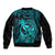 Hawaii Bomber Jacket King Kamehameha Mix Polynesian Plumeria Turquoise Version LT14 - Polynesian Pride