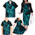 Hawaii Family Matching Off Shoulder Long Sleeve Dress and Hawaiian Shirt King Kamehameha Mix Polynesian Plumeria Turquoise Version LT14 - Polynesian Pride