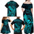 Hawaii Family Matching Off Shoulder Long Sleeve Dress and Hawaiian Shirt King Kamehameha Mix Polynesian Plumeria Turquoise Version LT14 - Polynesian Pride