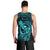 Hawaii Men Tank Top King Kamehameha Mix Polynesian Plumeria Turquoise Version LT14 - Polynesian Pride