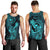 Hawaii Men Tank Top King Kamehameha Mix Polynesian Plumeria Turquoise Version LT14 - Polynesian Pride