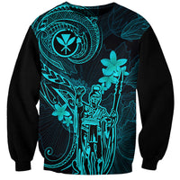 Hawaii Sweatshirt King Kamehameha Mix Polynesian Plumeria Turquoise Version LT14 Unisex Turquoise - Polynesian Pride
