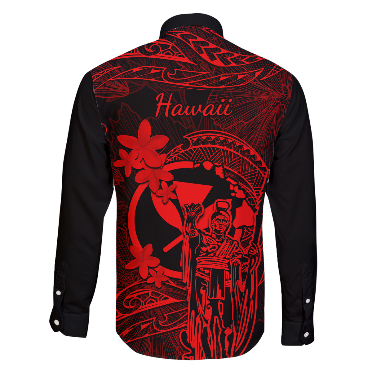 Hawaii Family Matching Puletasi Dress and Hawaiian Shirt King Kamehameha Mix Polynesian Plumeria Red Version LT14 - Polynesian Pride